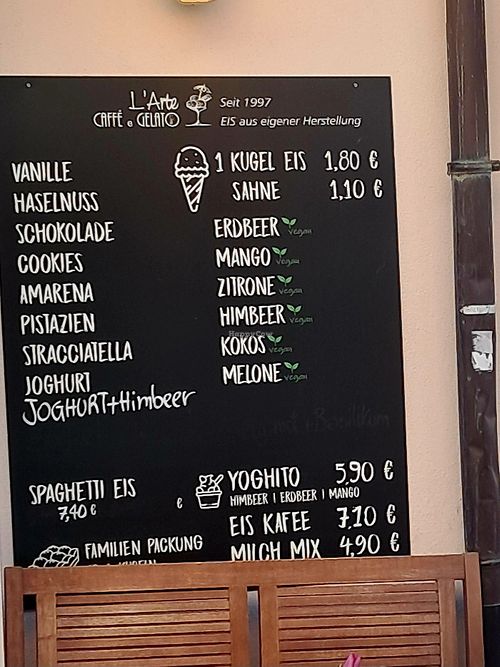 Vegane Eissorten at Café l Arte  in Ravensburg
