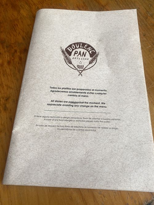 Menu Artesano Pan 🥖   at Boulenc in Oaxaca