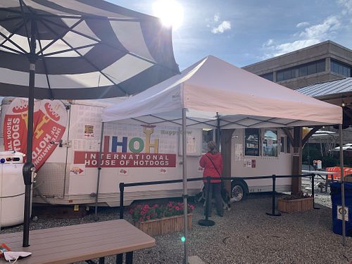 Queue & ordering window  at International House of Hotdogs - Food Truck in Anchorage