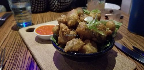 Mushroom tempura at Mudbar in Launceston