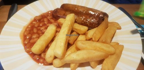 Vegan sausages, chips and beans (kids meal) at The Wouldhave in South Shields