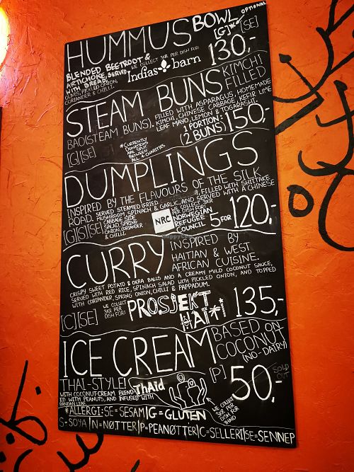 The menu at Silk Road - Food Stand in Oslo