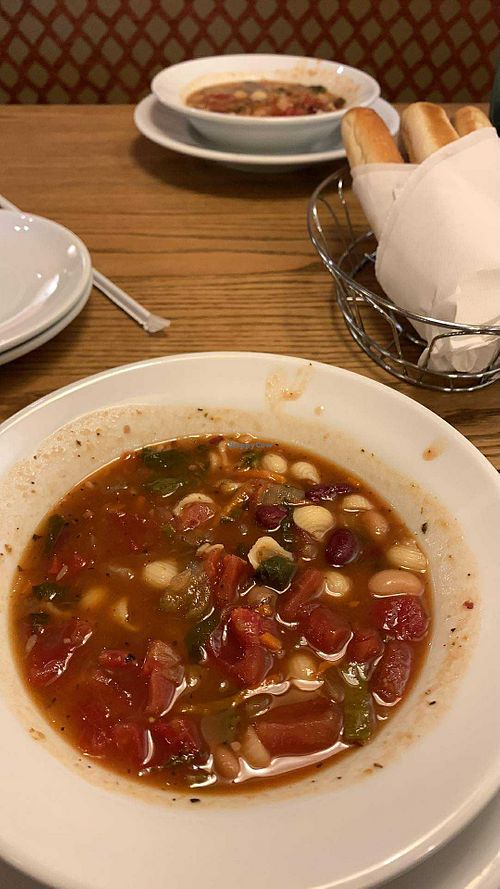 Minestrone soup and breadsticks   at Olive Garden in Springfield