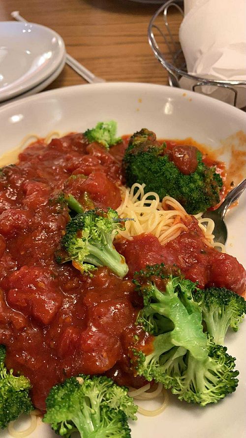 Angel hair pasta with traditional marinara and broccoli   at Olive Garden in Springfield