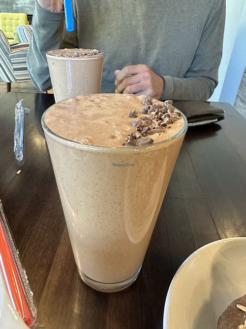 Cacao Almond butter smoothie with protein powder   at Cavegirl Coffeehouse in Longmont