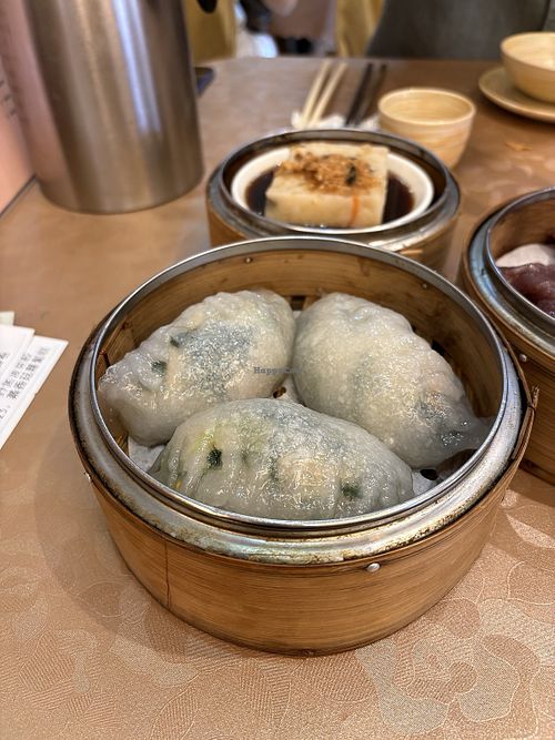 Spinach dumplings   at M Garden Vegetarian 常悅素食 in Kowloon