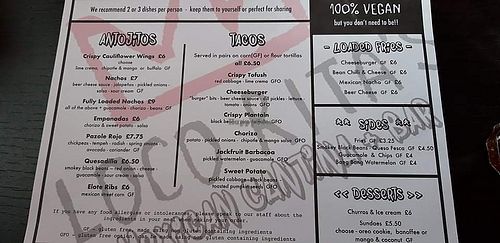Menu  at Loco Ritas in Dundee