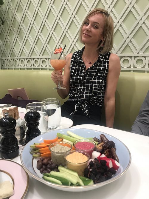 Mezze plate with iced tea cocktail at Ladurée in Beverly Hills