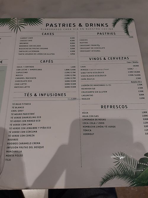 Menu at Rawcoco in Valencia
