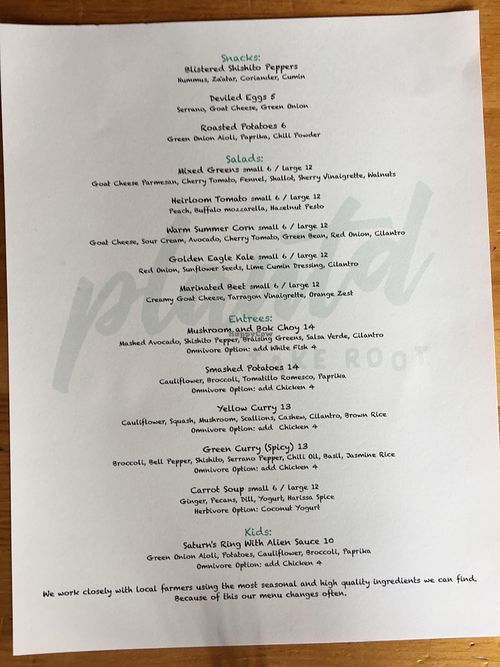 Menu at Plantd in Bend