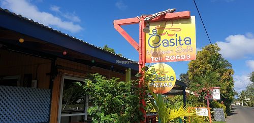 Easy to find the sign on the main street at La Casita in Rarotonga