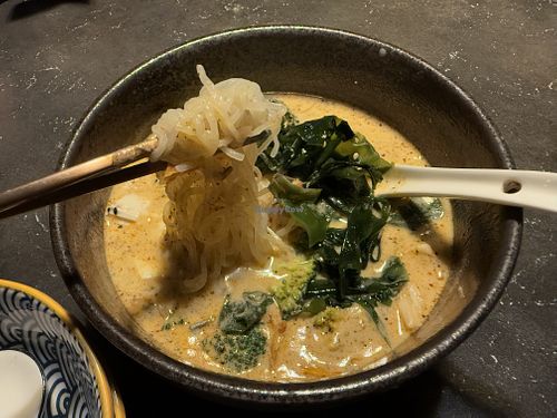 I think this is the Kusa Ramen at medium spicy (level 1) with GF noodles. Delicious! #Veganuary at Kusa Japanese Vegan- Bukit Bintang in Kuala Lumpur