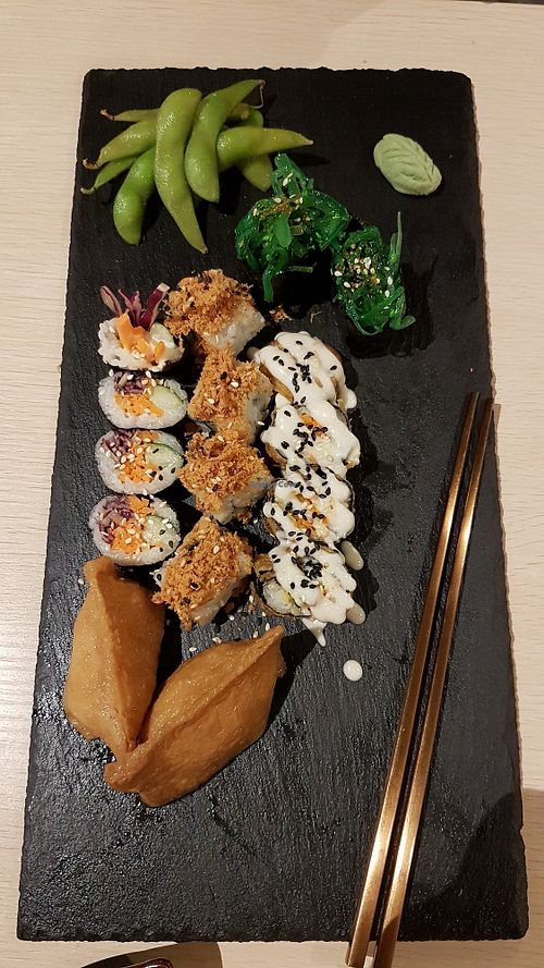 Happy couple share plate...yummy at Kusa Japanese Vegan- Bukit Bintang in Kuala Lumpur