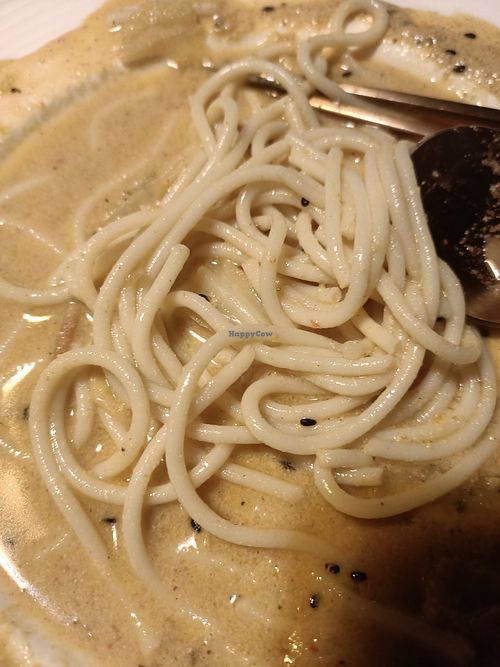 Spaghetti in non descript sauce, devoid of everything listed in the ingredients on the menus at Kusa Japanese Vegan- Bukit Bintang in Kuala Lumpur