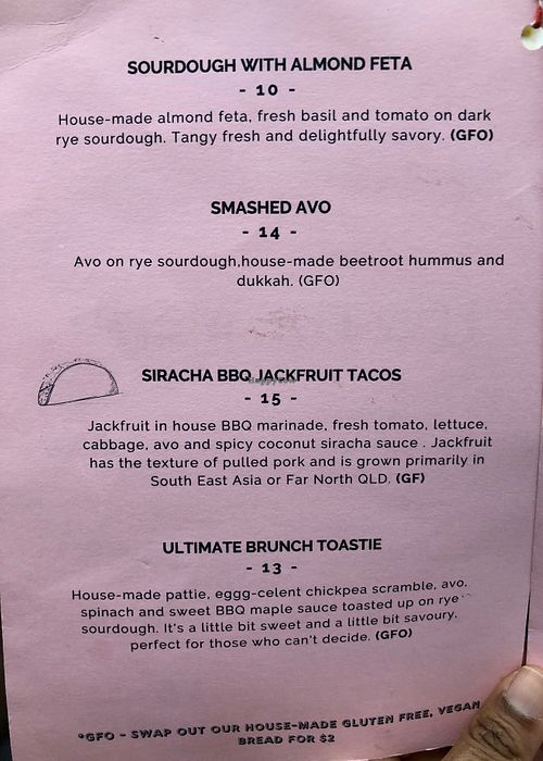 Menu at Hay Gurl in Indooroopilly