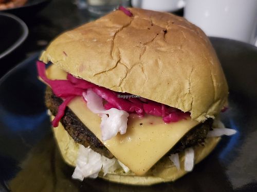 Green monster burger at The Green Vic in East London