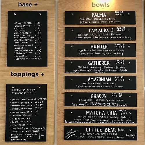 Açaí, pitaya and matcha bowls! at Palm Acai Cafe in Berkeley