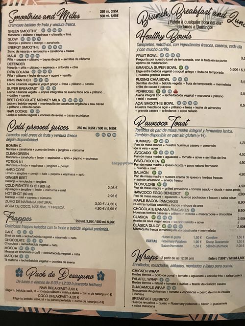 Menu  at Rawcoco - Fernando el Santo in Madrid