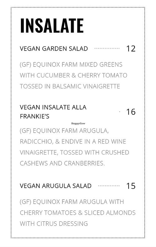 Salad Menu at Frankie's in Lenox