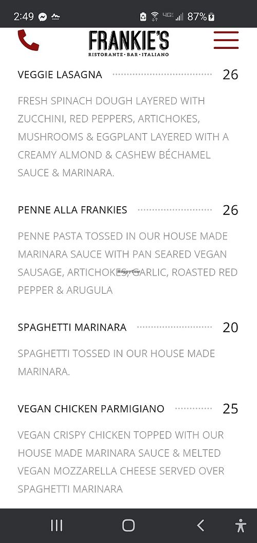 Main Menu 1 at Frankie's in Lenox