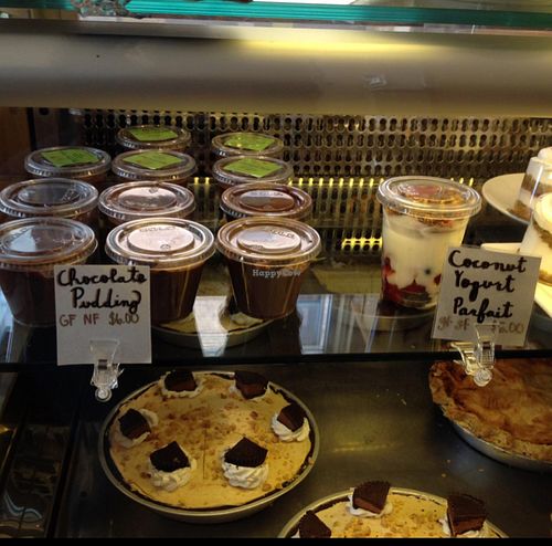 dessert case at Real Food Daily in Santa Monica