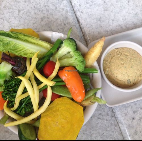 veggies & hummus  at Real Food Daily in Santa Monica