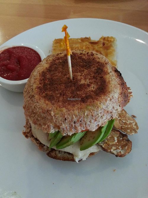 tempeh avocado burger/sandwich at Real Food Daily in Santa Monica