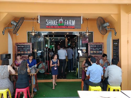 Restaurant entrance at Shake Farm in Central Singapore