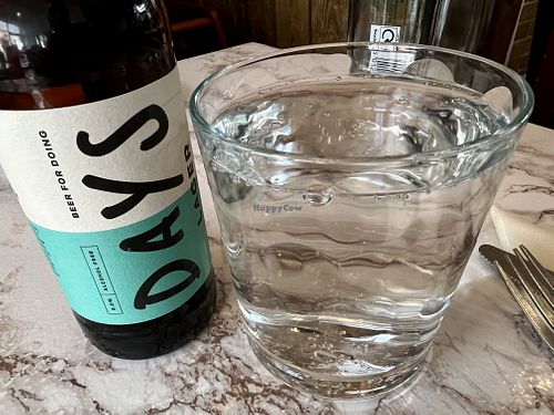 water & beer (alcohol-free)  at VeganE & Saint Vegan in South West London