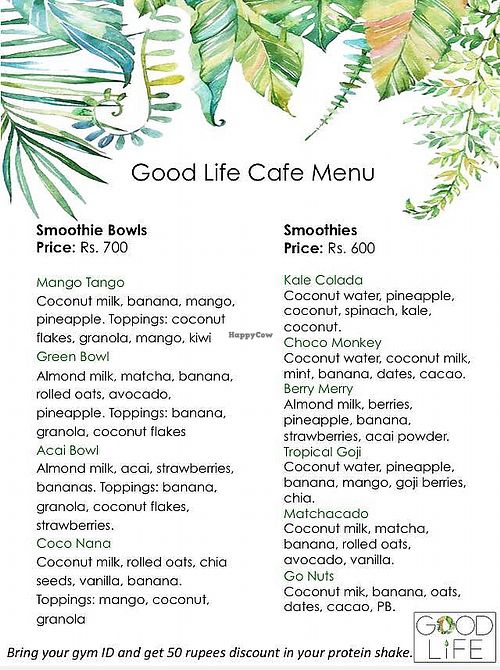Menu 2 at Good Life in Colombo