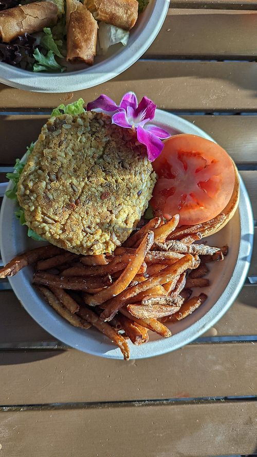 Vegan burger at Barefoot Beach Cafe in Honolulu