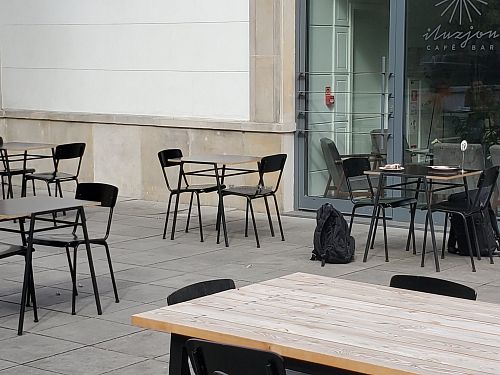 Outside seating at Iluzjon Café Bar in Warsaw