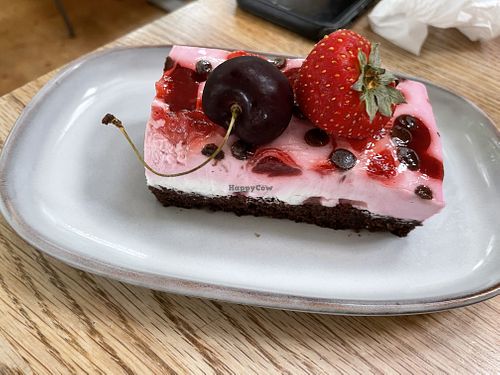 mousse berries and chocolate cake   at Cafe Bronze in Tanumshede