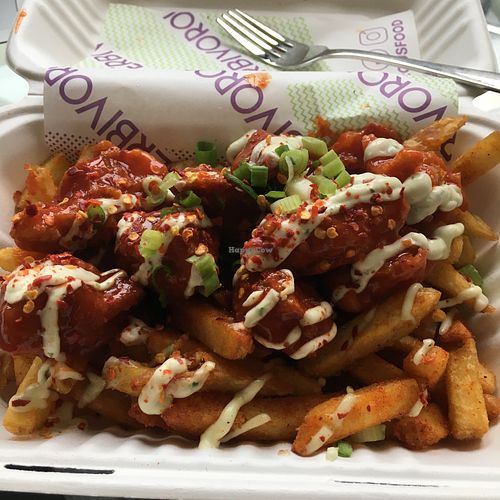 GF buffalo wings loaded fries  at Herbivorous in Sheffield