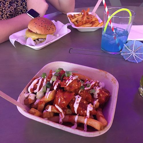 GF buffalo wings loaded fries  at Herbivorous in Sheffield