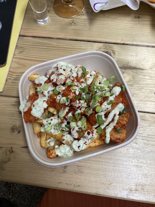 GF buffalo wings loaded fries  at Herbivorous in Sheffield