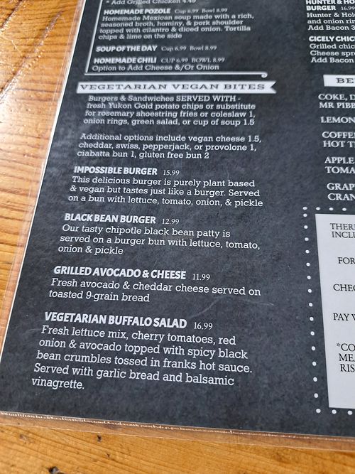 Current menu at The Brick Saloon in Roslyn