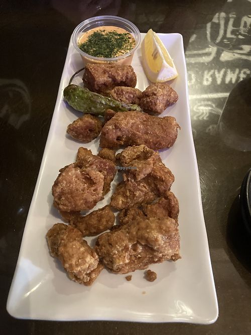Fake fried chicken  at DTLA Ramen in Los Angeles