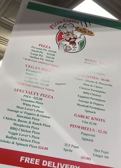 Menu at Pizza Gusta in Bronx
