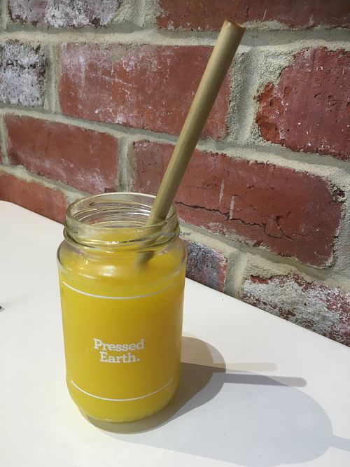 Delicious orange juice and bamboo straw at Mostly Sometimes in Fremantle