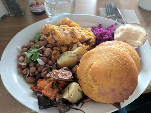 the breakfast w tofu and butternut squash scramble at The Burrow in Vancouver