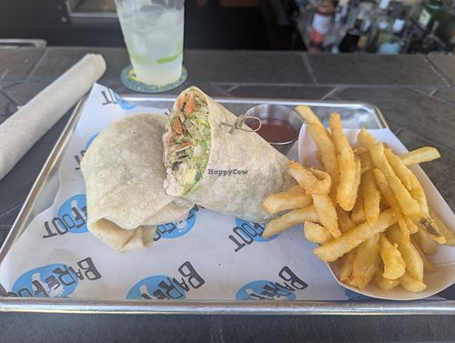 Veggie wrap with fries at Barefoot Bar & Grill in San Diego