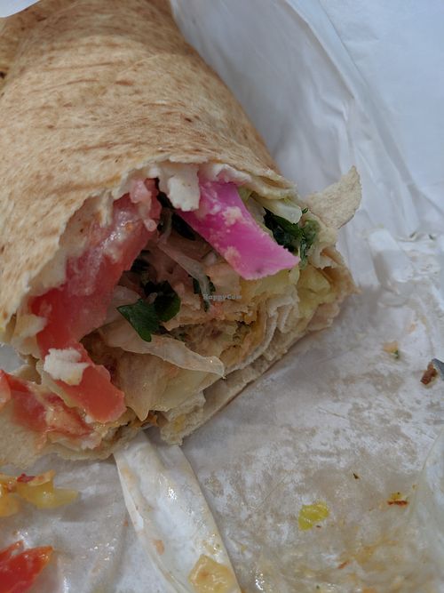 deluxe falafel wrap with fries inside at Mr Falafel in West London