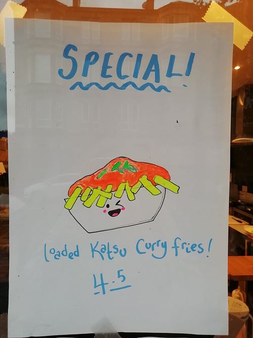 Food poster at No Mean Dogs in Glasgow