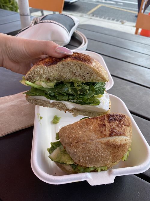 “Vegan love” bagel sandwich   at Dead End Bakehouse in Ocean City