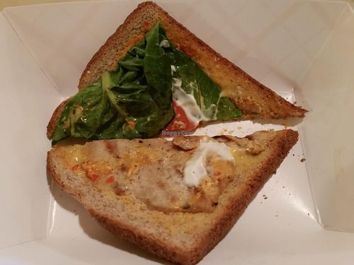 tasty, 'chicken' sandwich.  at Loving Hut in Cincinnati