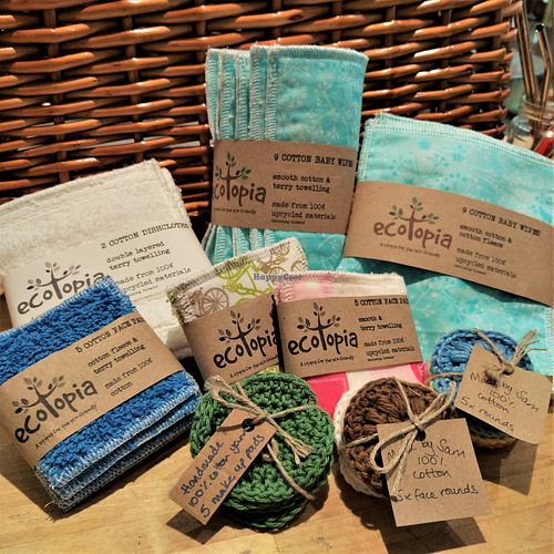 Handmade upcycled plastic free reusables! at Ecotopia in Leeds