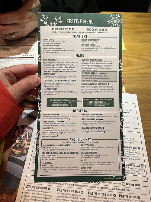 Full festive menu 2022  at The Amesbury Archer in Amesbury