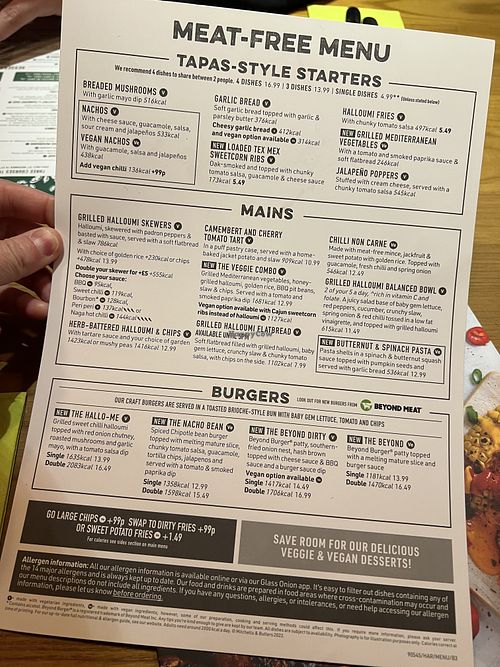 Plant based menu 2022  at The Amesbury Archer in Amesbury