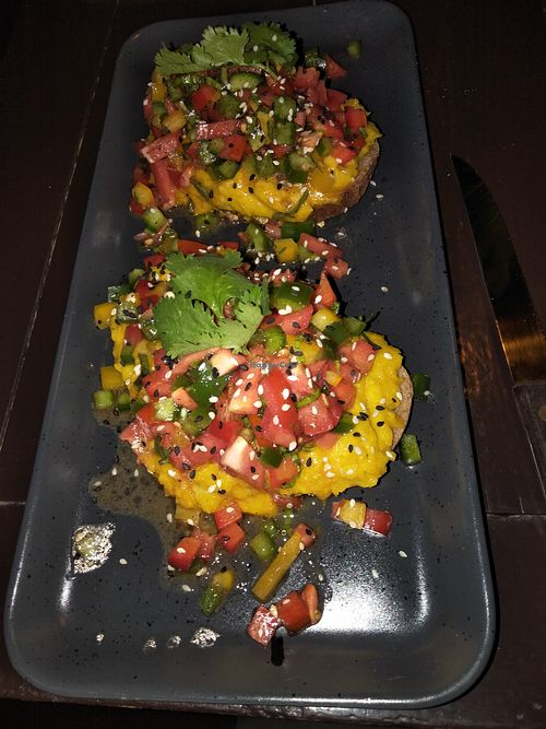 Open pumpkin sandwich. at Kawin's Kitchen in Koh Samui